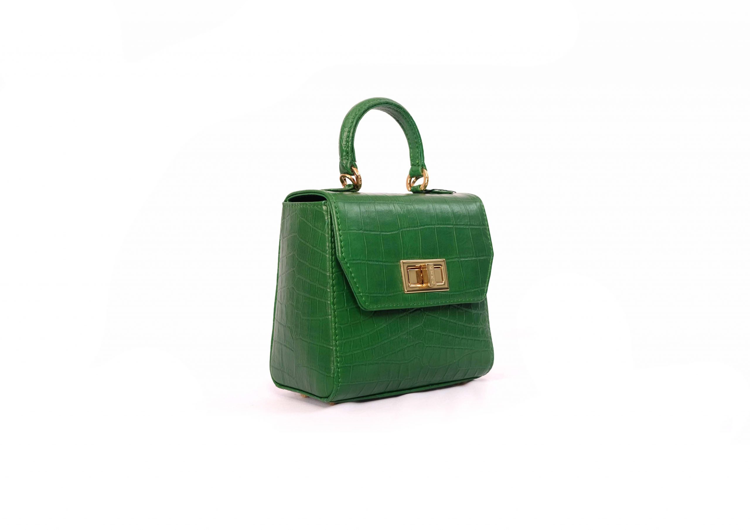 Luna Square in Hunter Green Croc Effect - Image 4