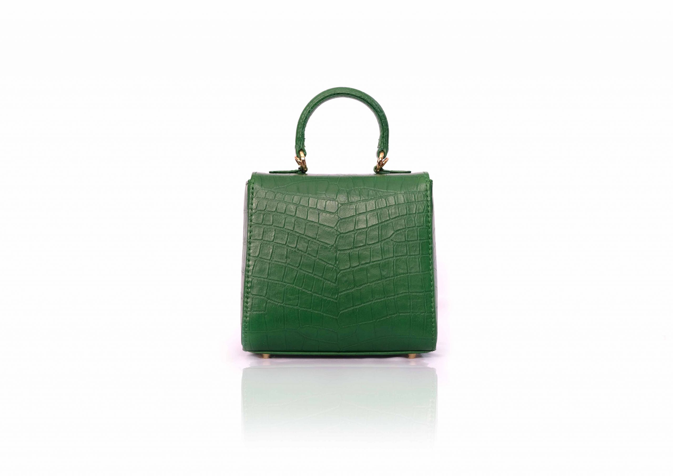 Luna Square in Hunter Green Croc Effect - Image 3