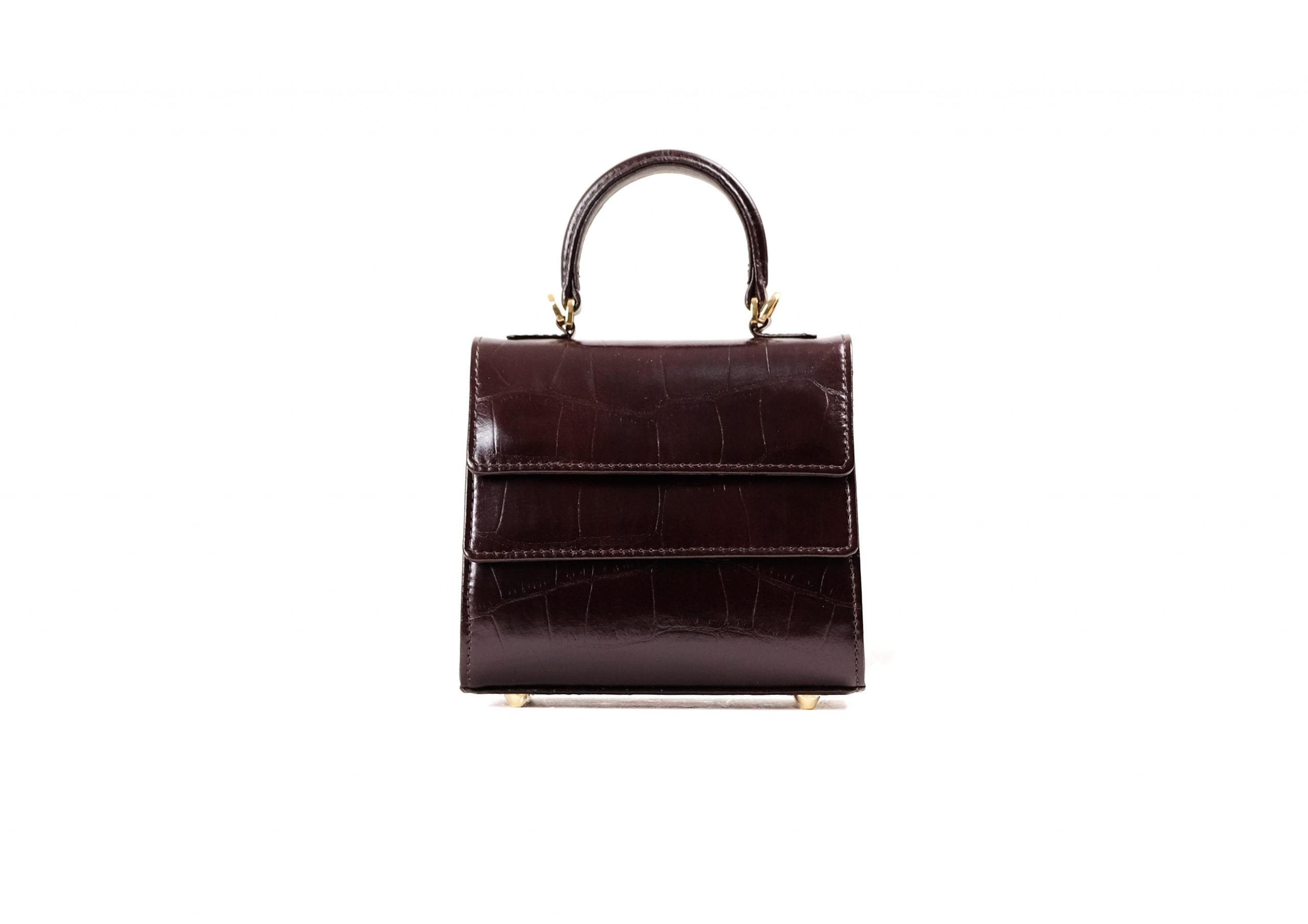 Rubby Small in croc effect dark mahogany