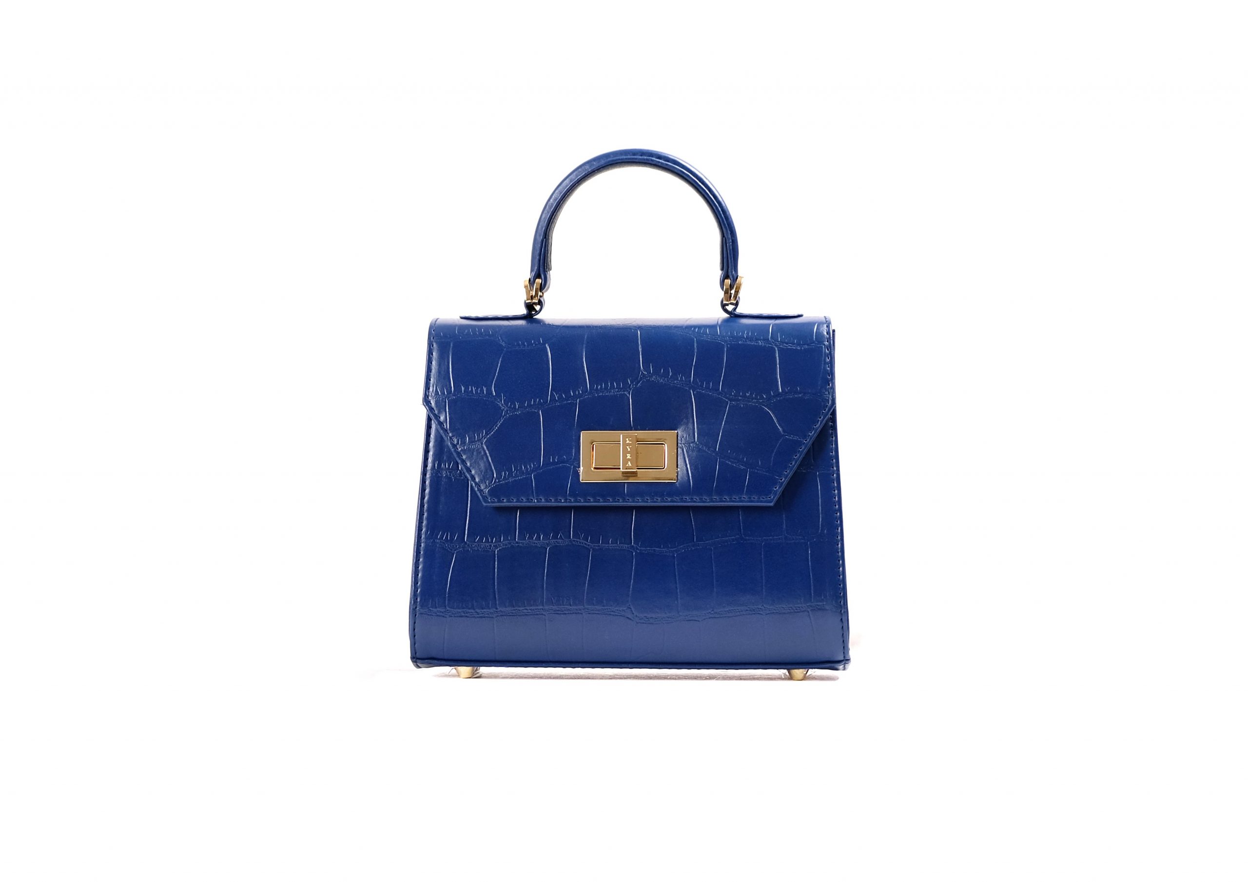 Luna in Croc Effect Navy Blue