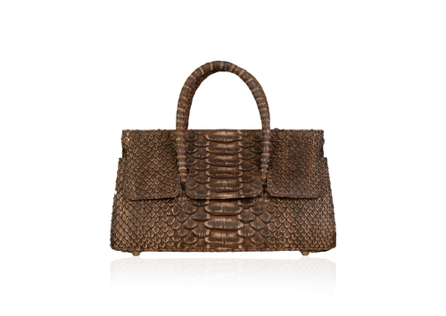 Tas Kulit Ular dengan Warna Cokelat Unik, Design Mewah, Produk Lokal Indonesia