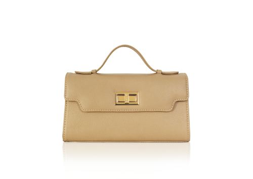 The KYRA Luna 25 handbag in Latte Calf leather, showcasing a structured luxury silhouette and fine craftsmanship.