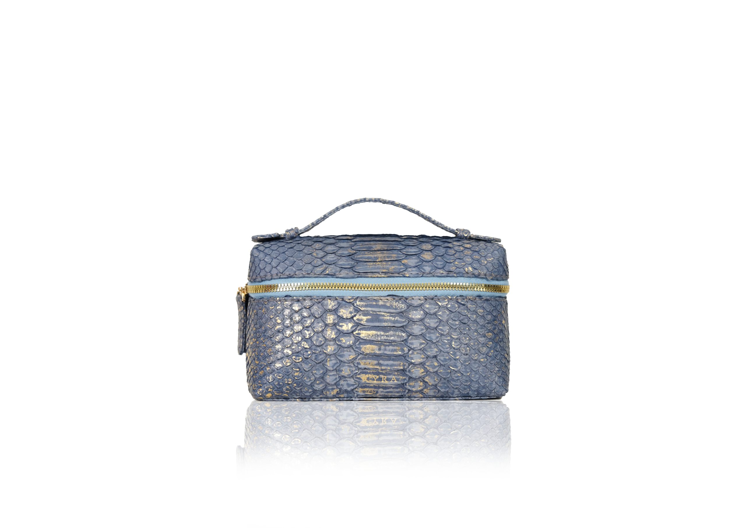 Picco 19 Bag in Precious Leather – Dusty Blue Gold