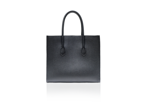Front view of the Kyra Roomy black calf leather bag, a timeless and spacious luxury handbag for Eid 2026 celebrations in the UAE.
