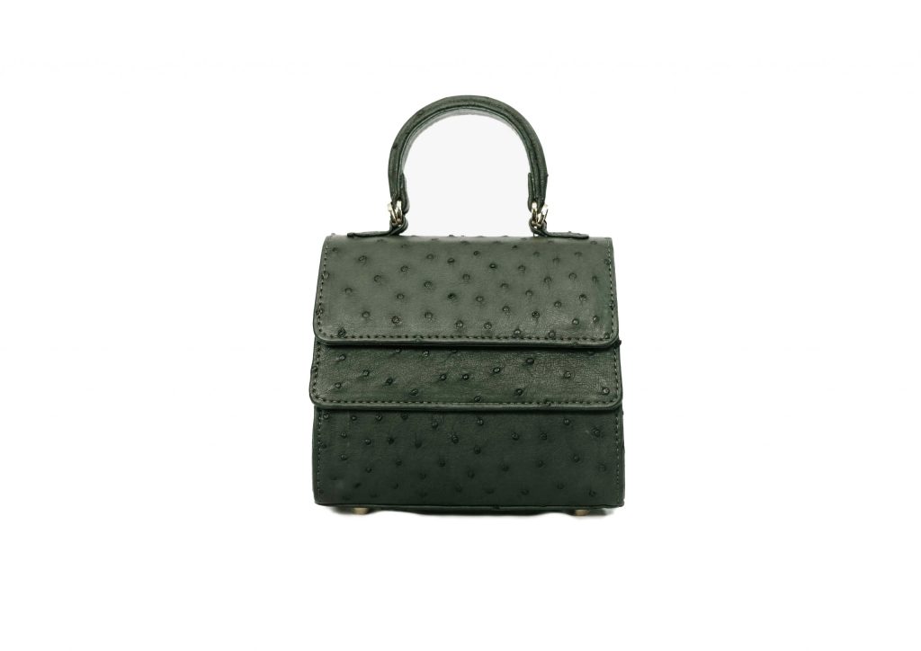 Rubby exotic leather handle bag featuring a unique layering closure and adjustable side wings for a customizable silhouette.