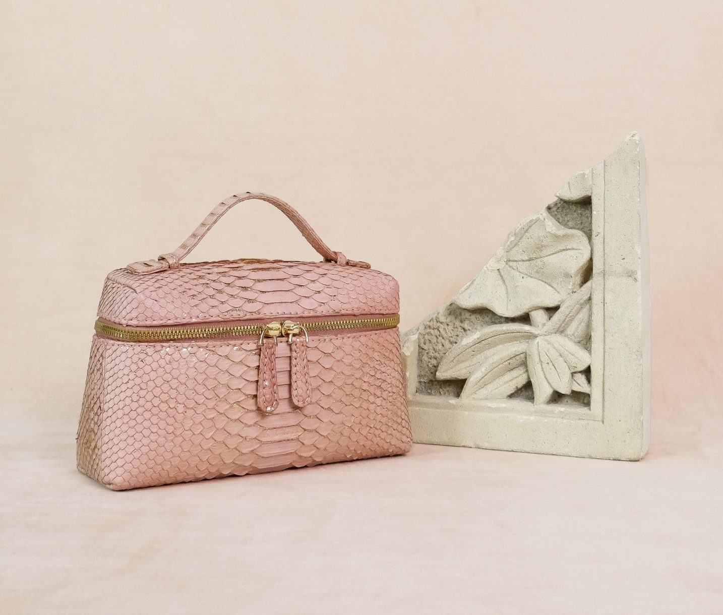 dusty pink python leather bag
