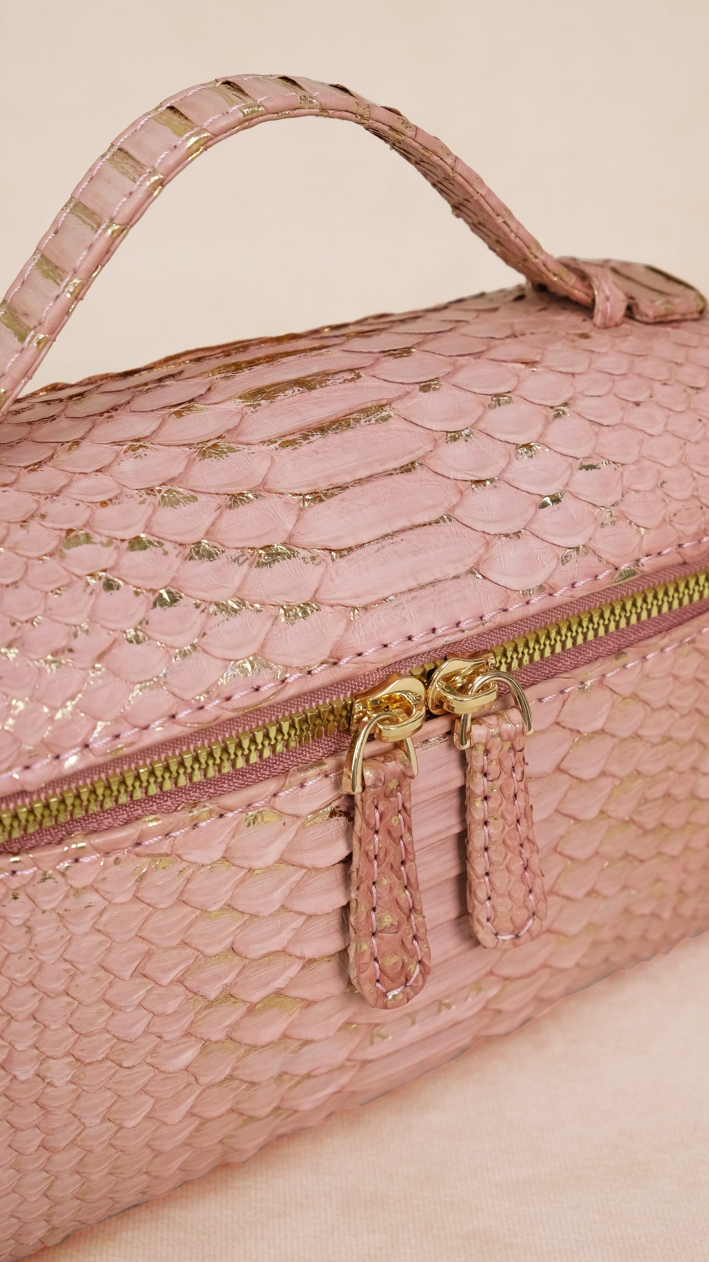 dusty pink python leather bag