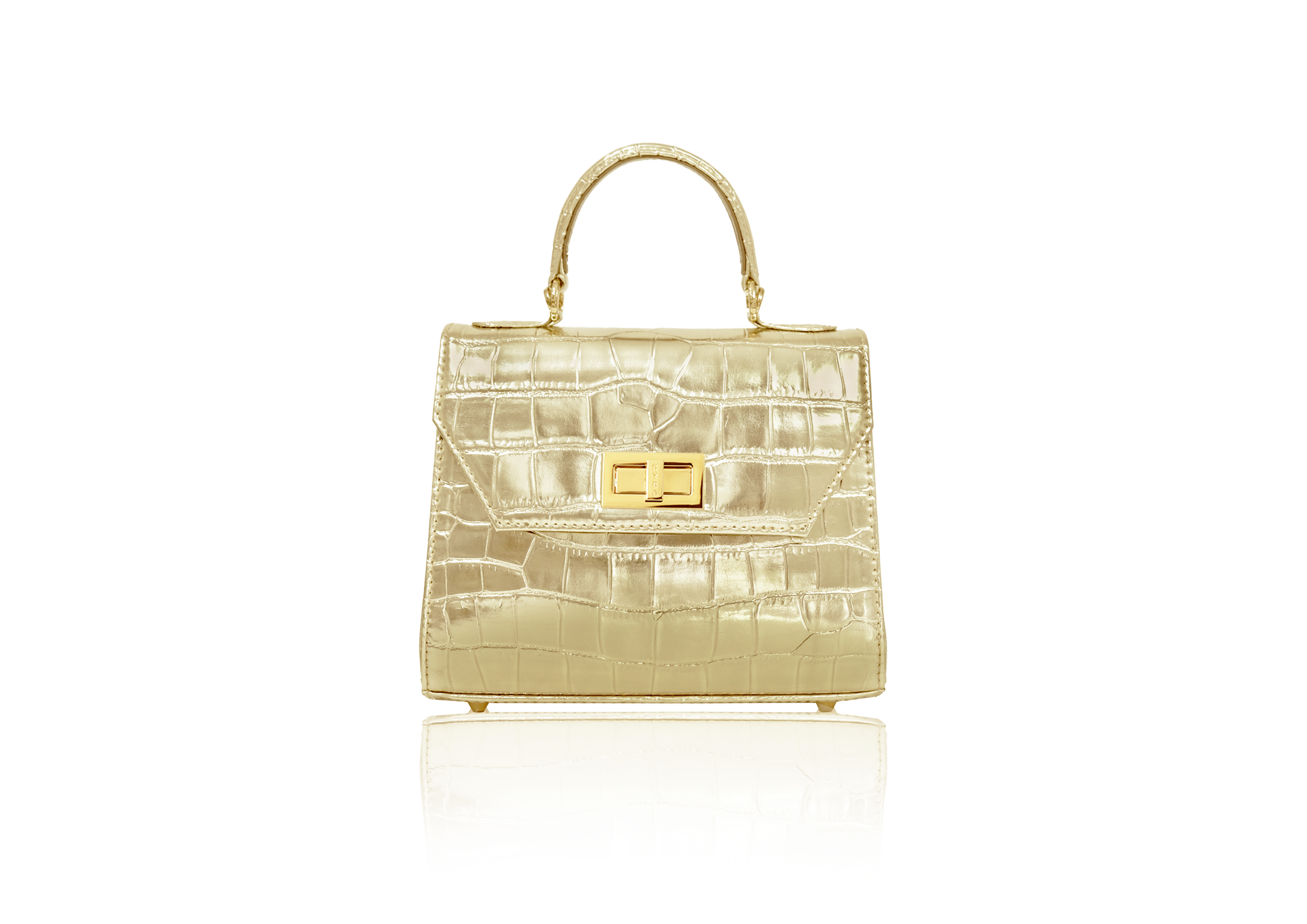 Luna in Metalic Gold Croco Effect