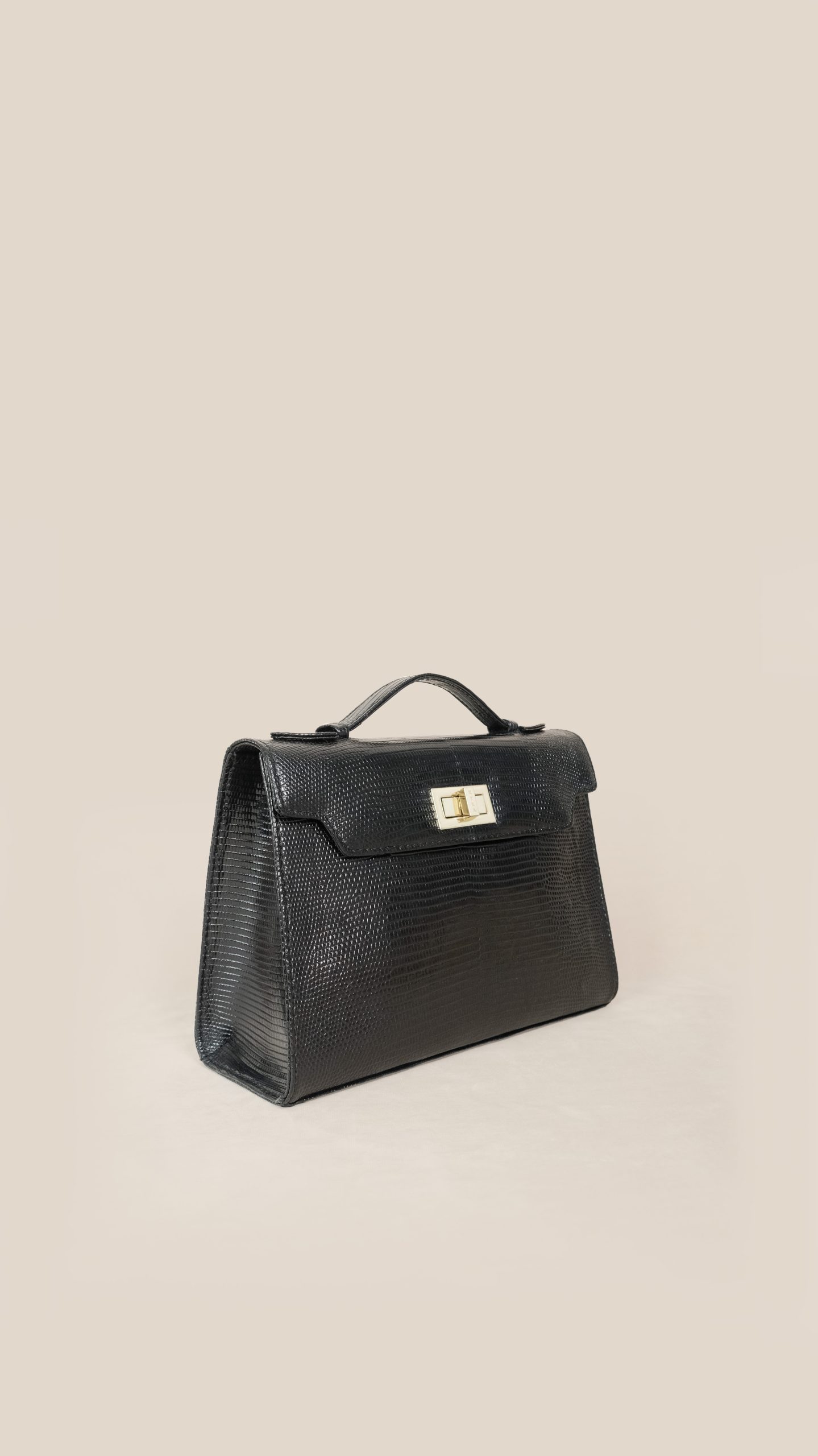 Birkin-style exotic bag in lizard leather