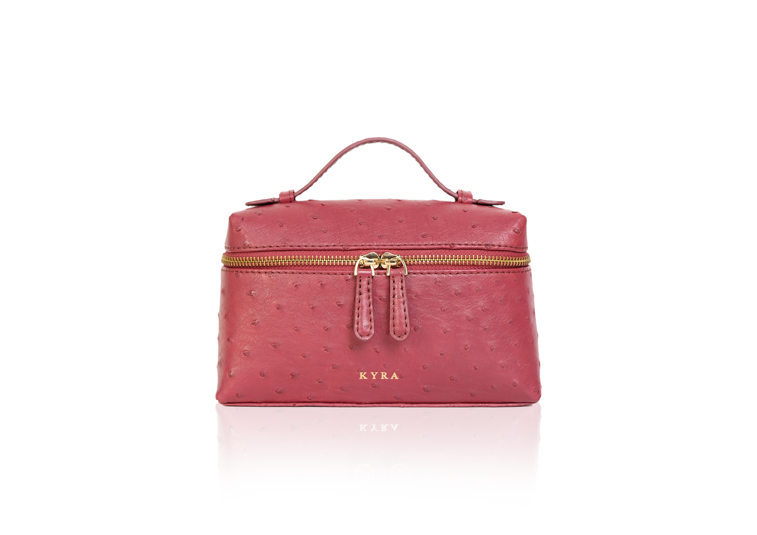 Picco Bag in Ostrich Leather - Burgundy