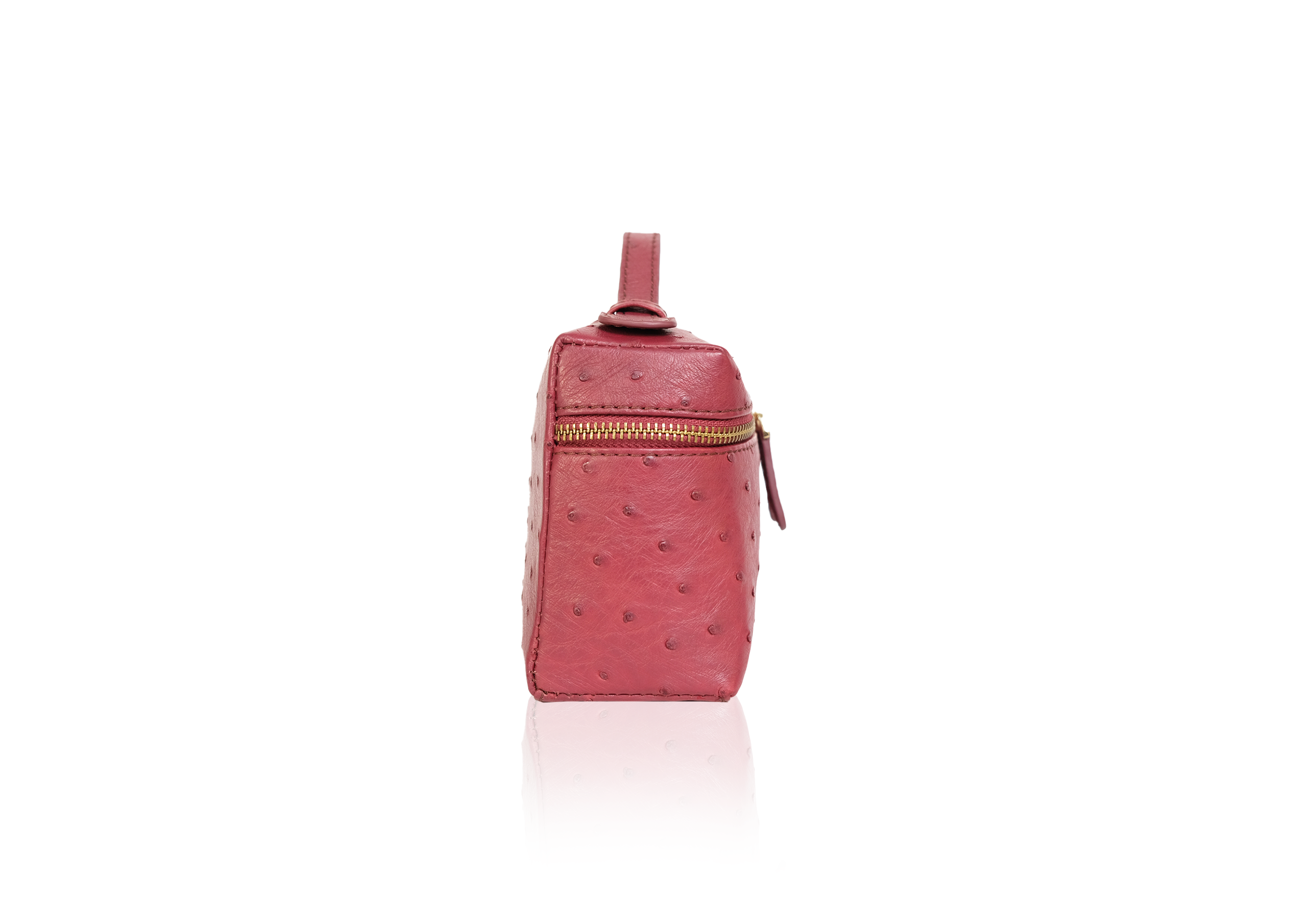 Picco Bag in Ostrich Leather - Burgundy - Image 3